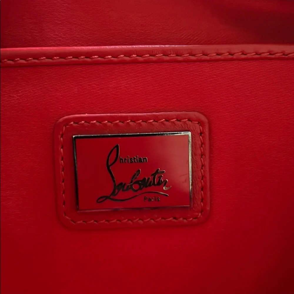 Christian Louboutin Black Leather Loubiposh Degrade spiked clutch